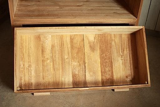 前面ガラスの引き出し3段　食器棚　収納棚　キャビネット　シャツケース　古家具