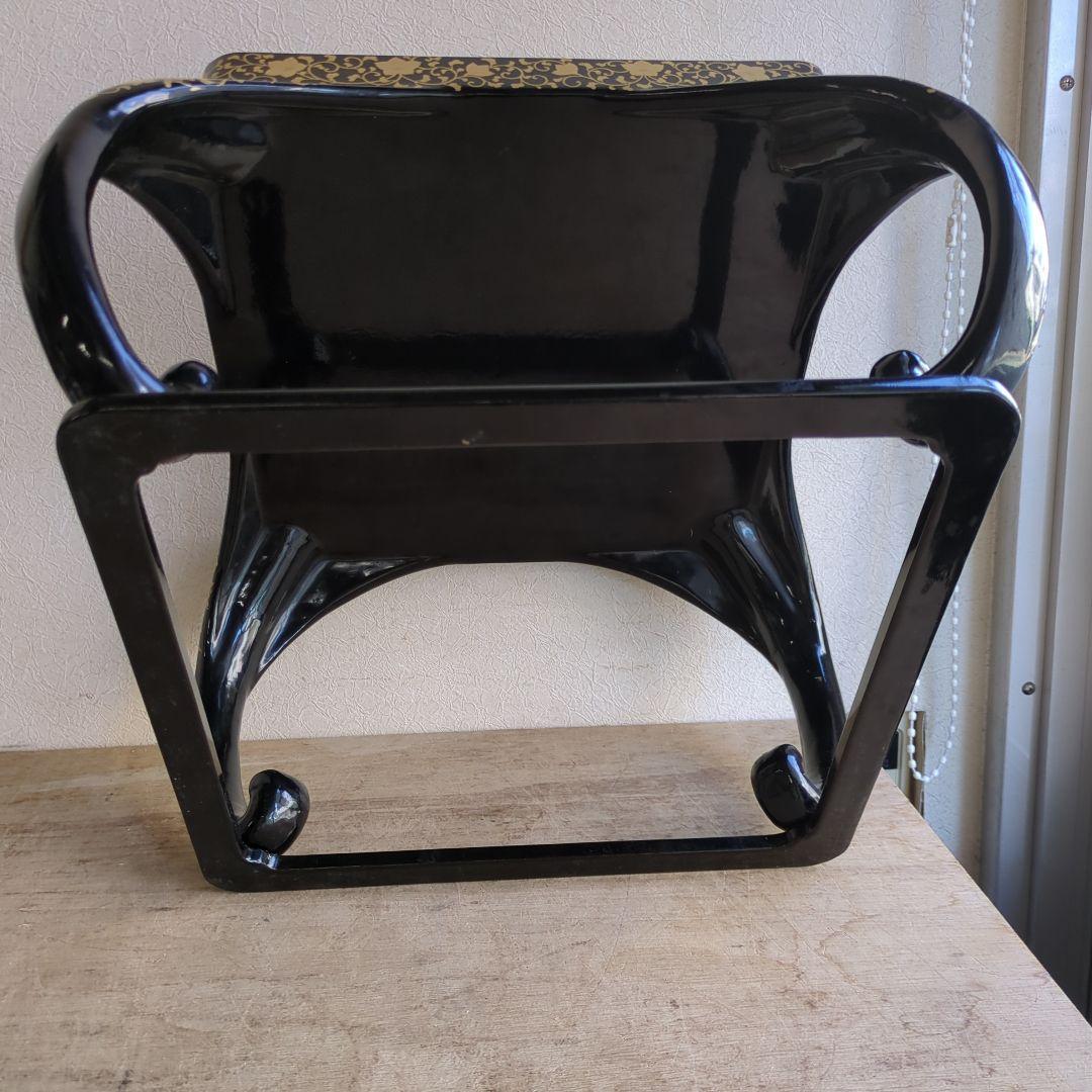 骨董 お膳 蒔絵 猫脚 高脚 木製 漆器 縁起柄 鶴亀 膳 台 飾り台 豪華