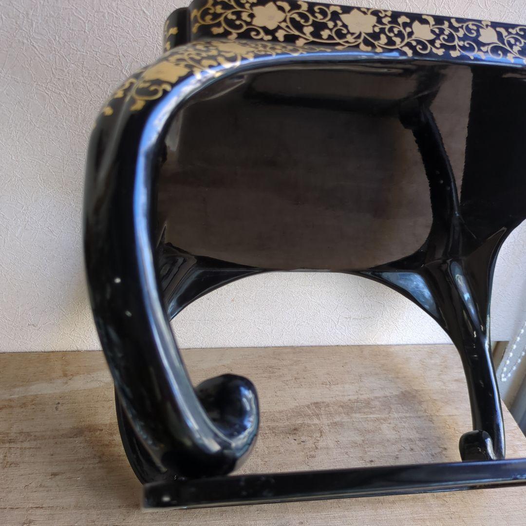 骨董 お膳 蒔絵 猫脚 高脚 木製 漆器 縁起柄 鶴亀 膳 台 飾り台 豪華