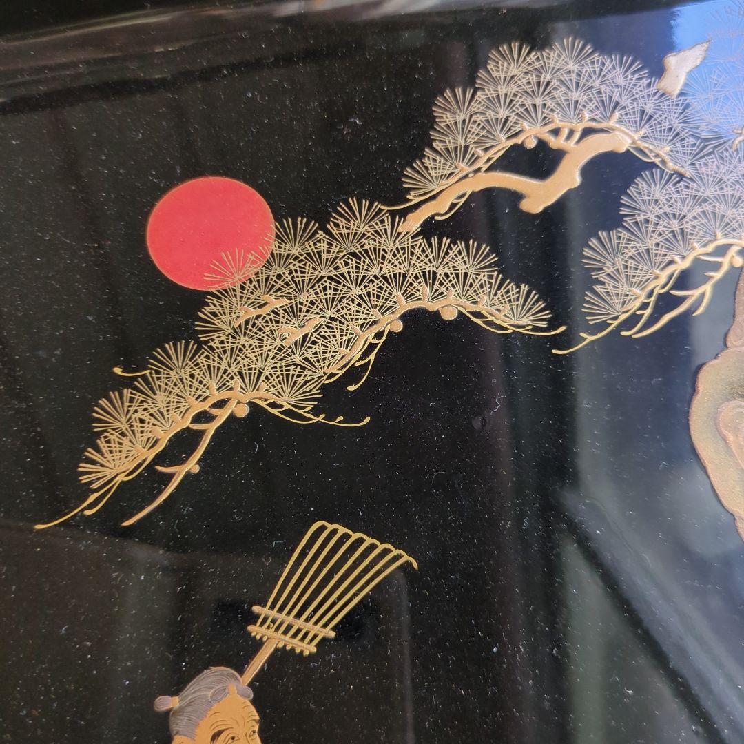 骨董 お膳 蒔絵 猫脚 高脚 木製 漆器 縁起柄 鶴亀 膳 台 飾り台 豪華