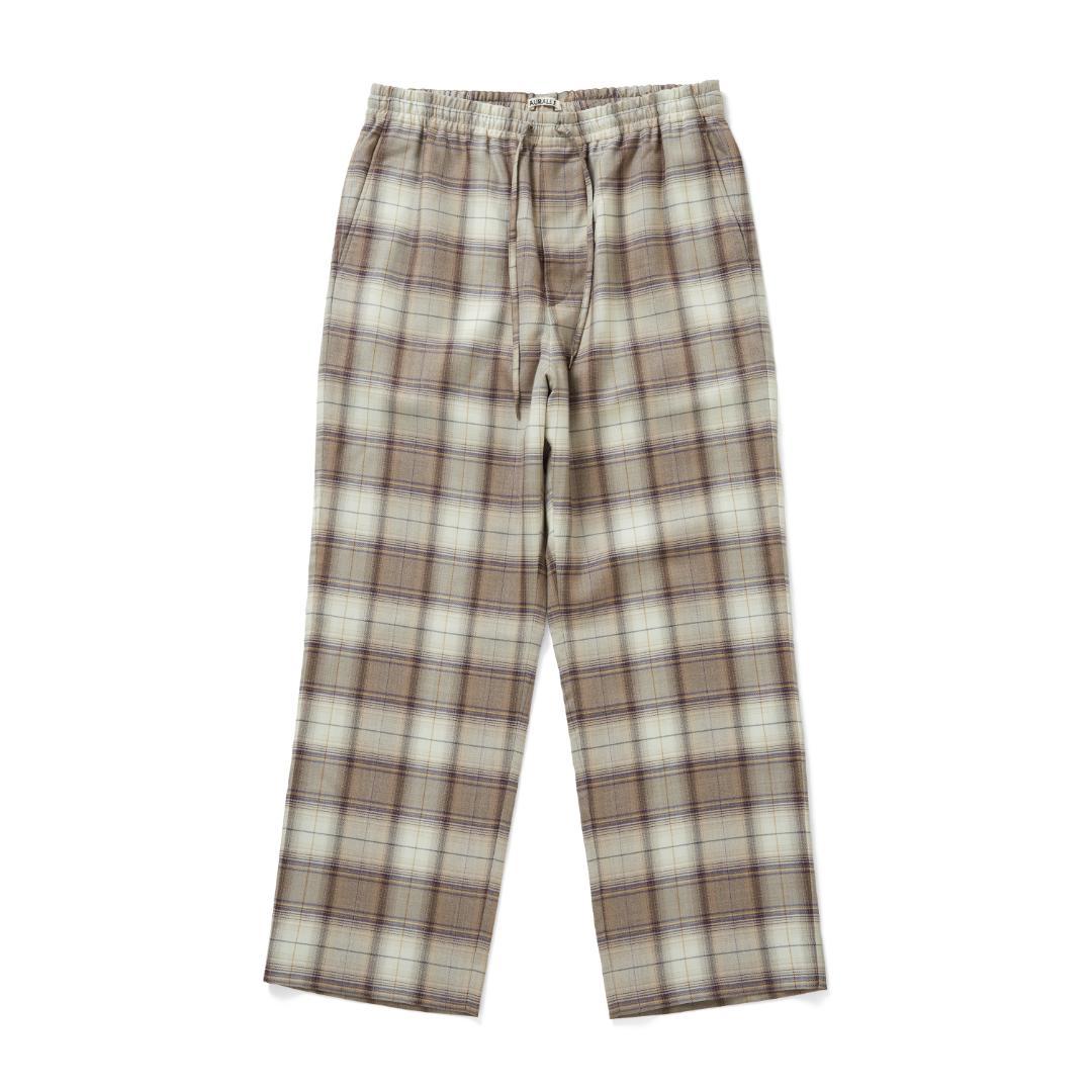 オーラリー　SUPER LIGHT WOOL CHECK EASY SLACKS