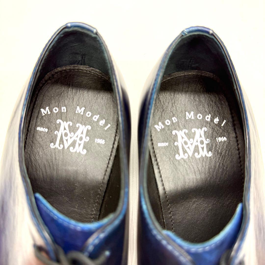 【美品】MON MODEL ホールカット ビジカジ ロングノーズ ビジネス 本革