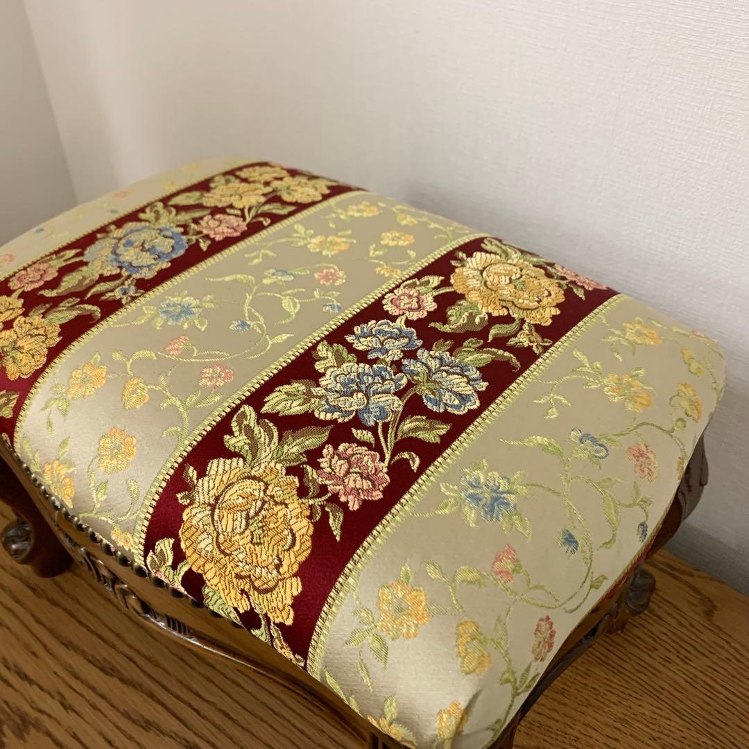 【極美品】イタリア製 フットスツール 鋲打ち 猫脚 足置き