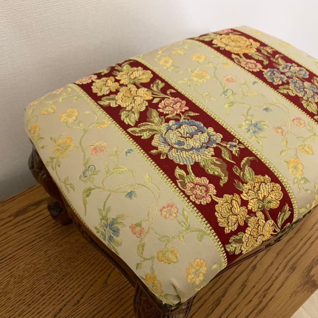 【極美品】イタリア製 フットスツール 鋲打ち 猫脚 足置き