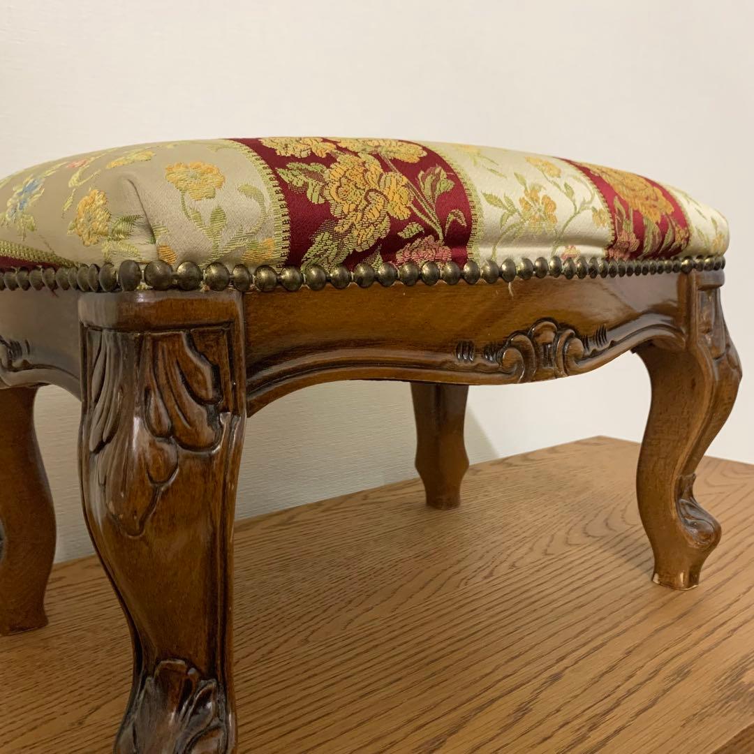 【極美品】イタリア製 フットスツール 鋲打ち 猫脚 足置き