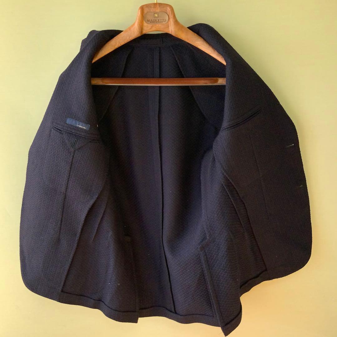 LARDINI ラルディーニ ネイビージャケット 48ウール ヘリンボーン 伊製