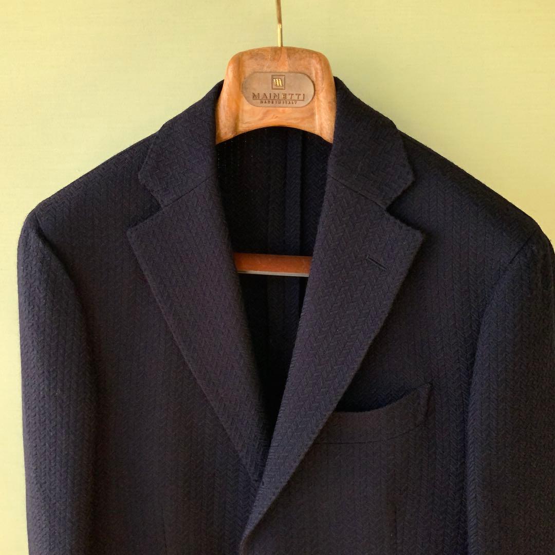 LARDINI ラルディーニ ネイビージャケット 48ウール ヘリンボーン 伊製