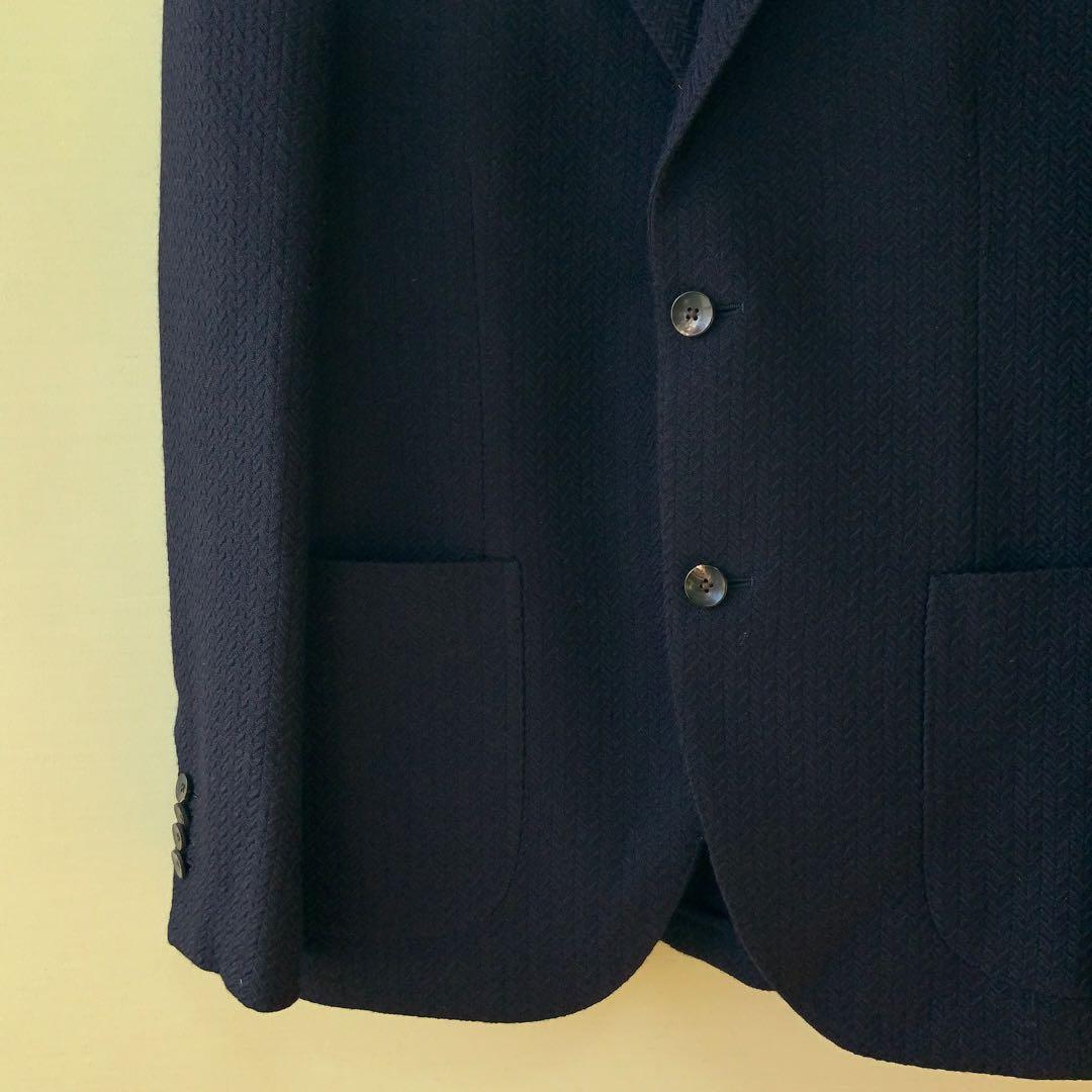 LARDINI ラルディーニ ネイビージャケット 48ウール ヘリンボーン 伊製
