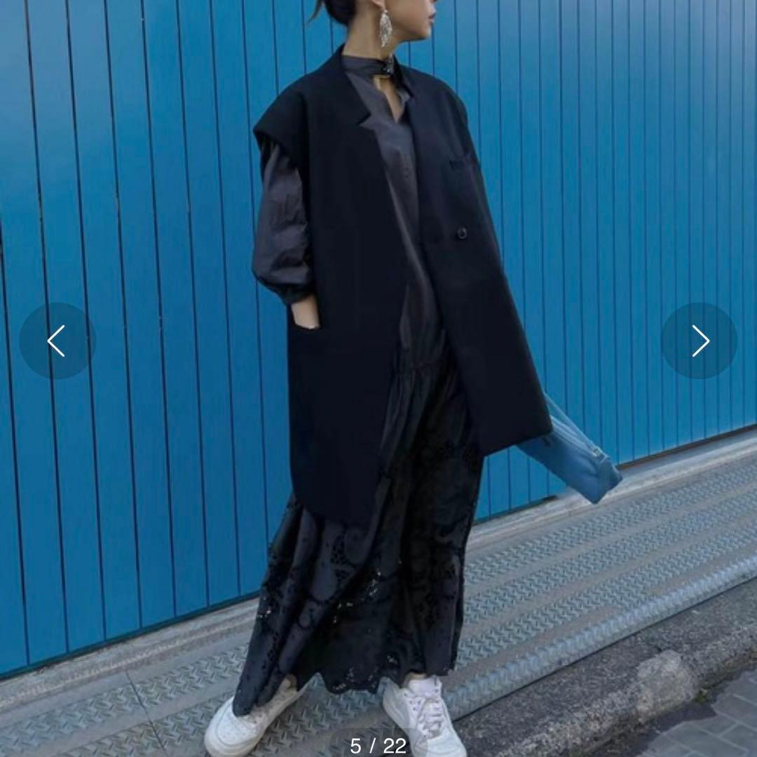 【新品タグ付】アメリ 2WAYボリュームスカラップレースドレス