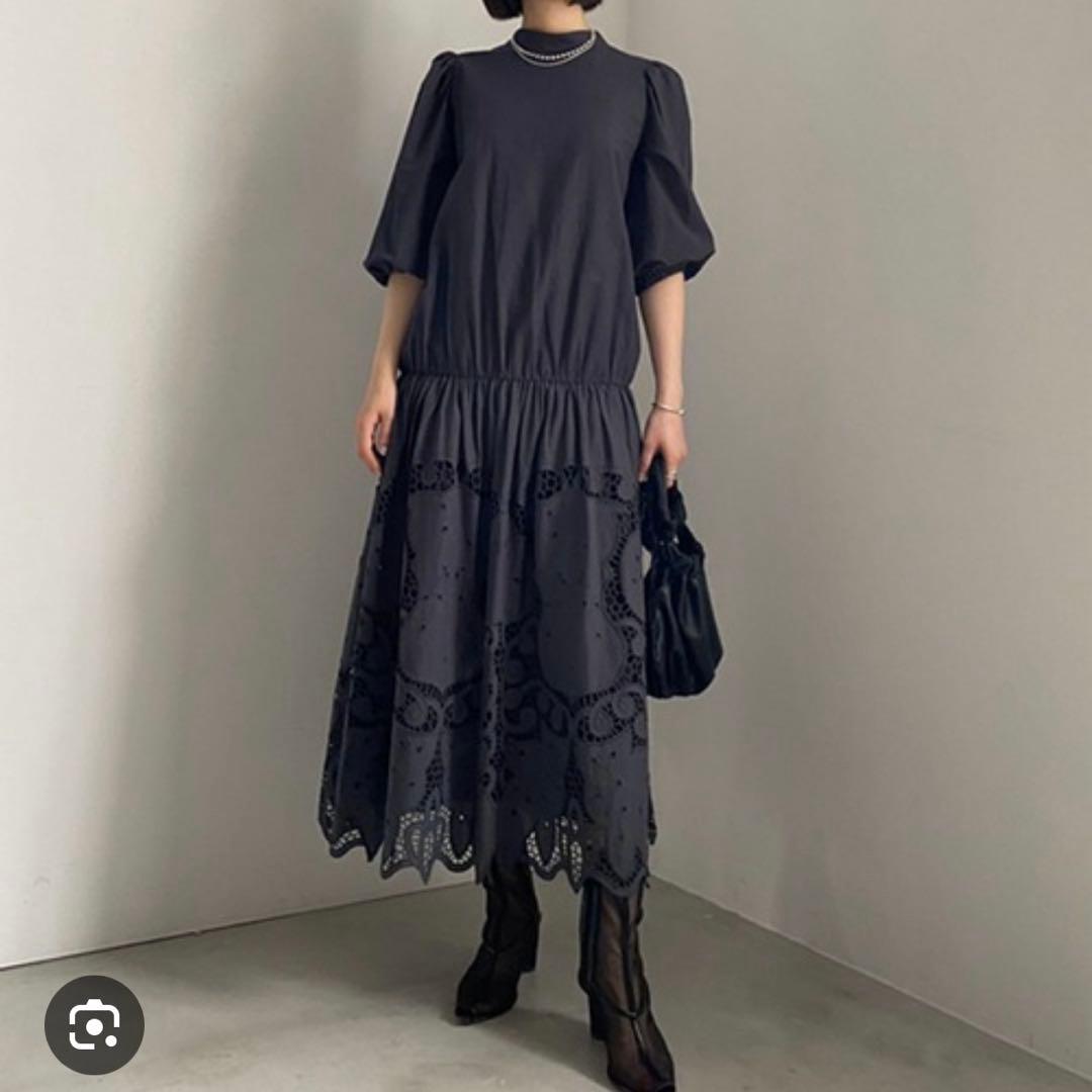 【新品タグ付】アメリ 2WAYボリュームスカラップレースドレス