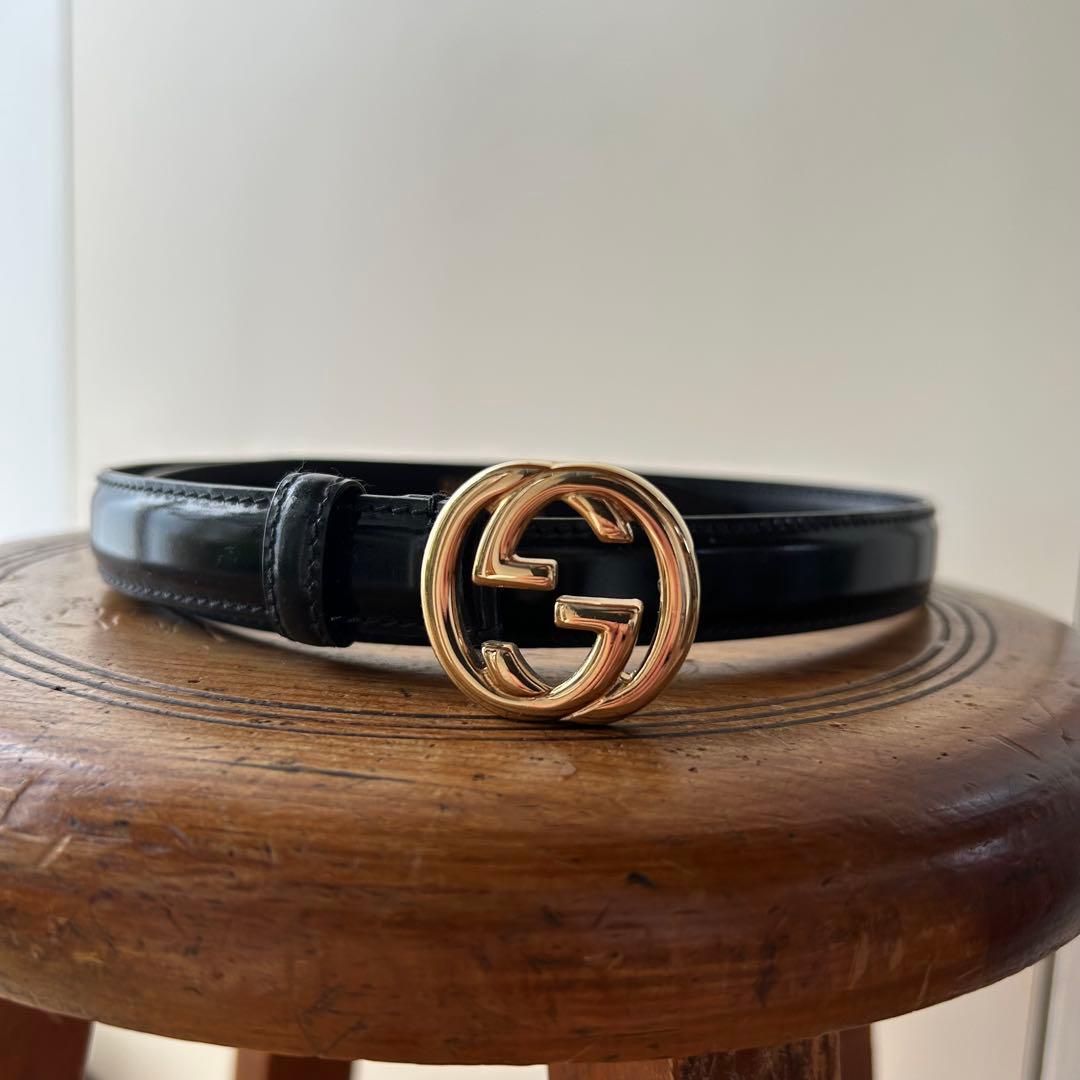 GUCCI GGロゴ 黒レザーベルト