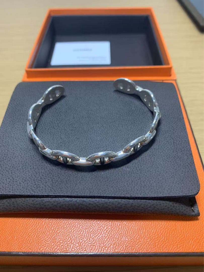 ト*ロ様 美品　エルメス　シルバー　シェーヌダンクル アンシェネ　バングル