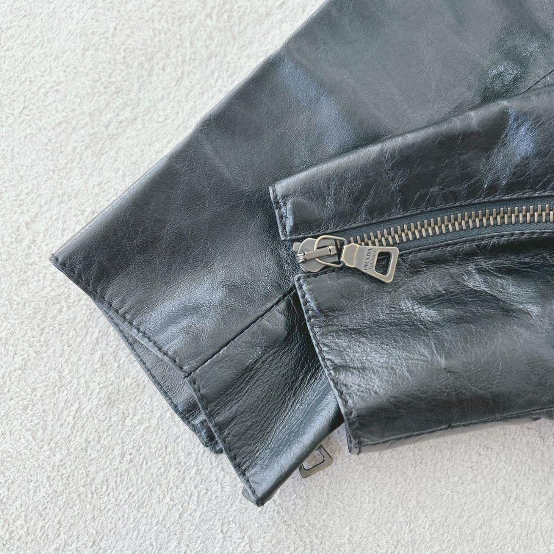 PRADA プラダ レザージャケット ブラック シングル ライダース 36