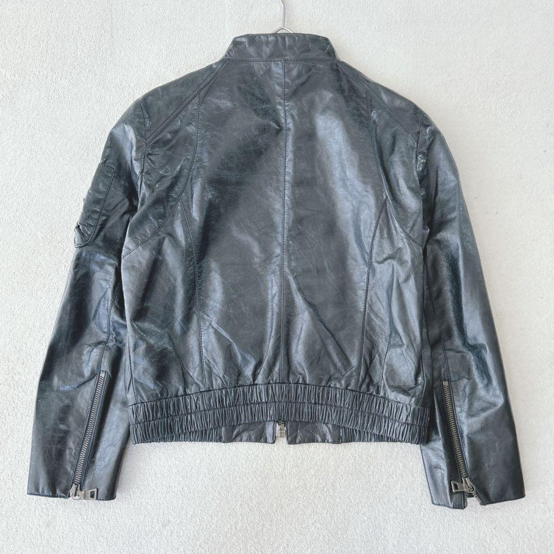 PRADA プラダ レザージャケット ブラック シングル ライダース 36