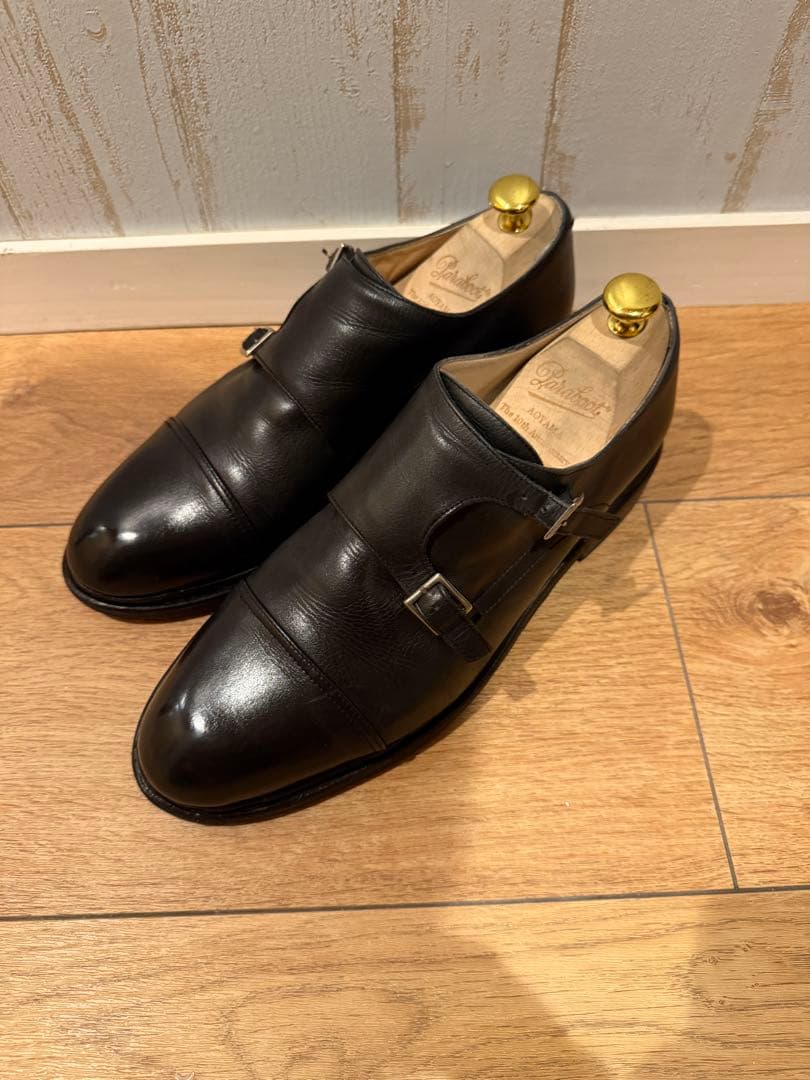 パラブーツ ダブルモンクストラップ ビジネスシューズ 7 1/2