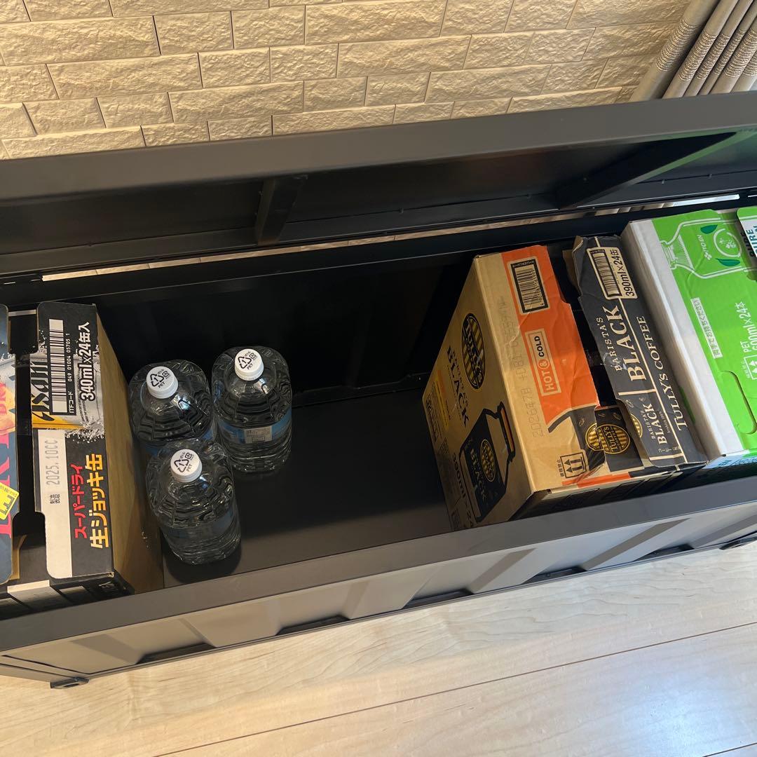 未使用！大容量 スチール製 収納ボックス 蓋付き 完成品！ブラック