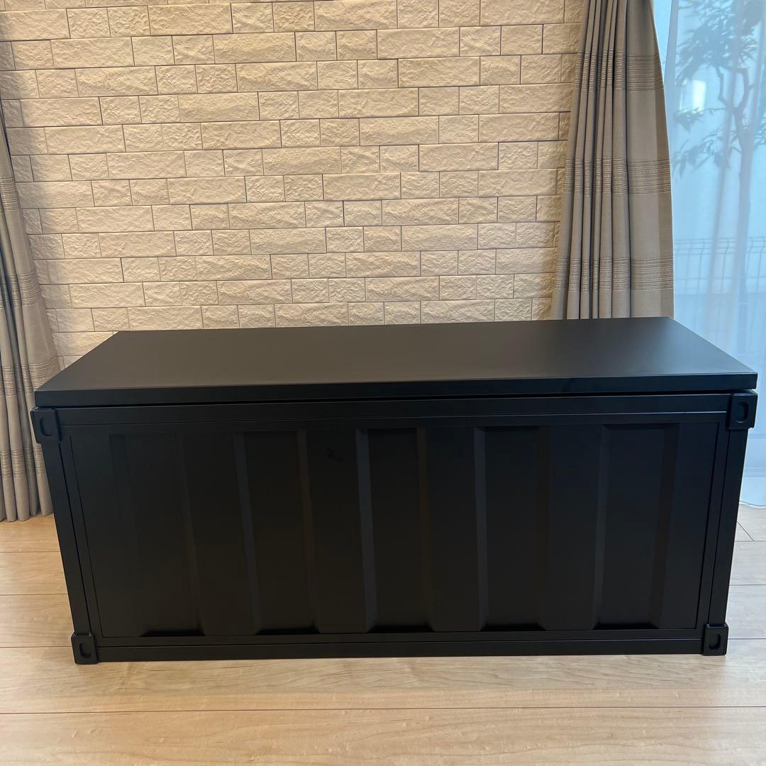 未使用！大容量 スチール製 収納ボックス 蓋付き 完成品！ブラック