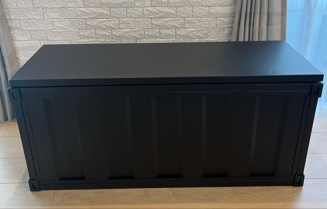 未使用！大容量 スチール製 収納ボックス 蓋付き 完成品！ブラック