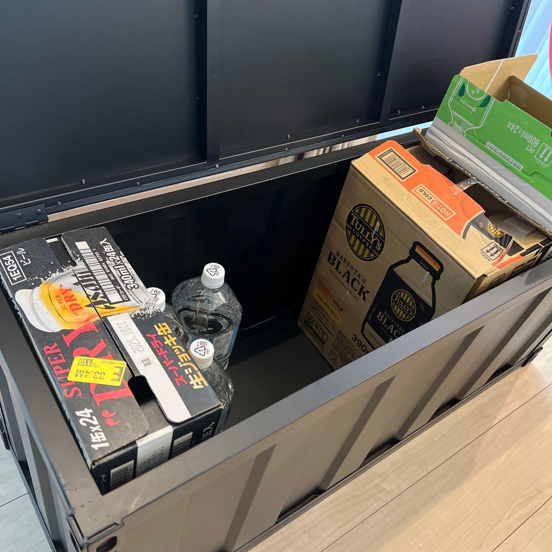 未使用！大容量 スチール製 収納ボックス 蓋付き 完成品！ブラック