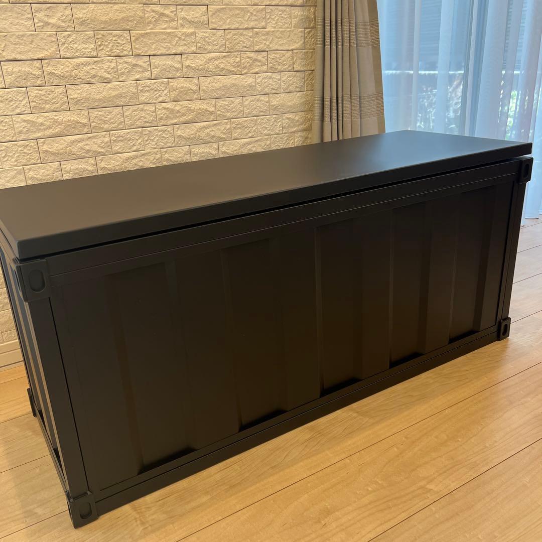 未使用！大容量 スチール製 収納ボックス 蓋付き 完成品！ブラック