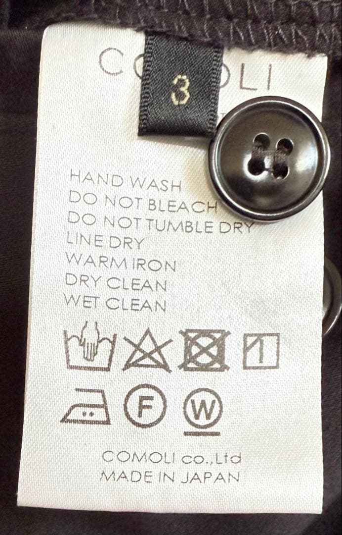 【美品】COMOLI 20AWコットンサテンスタンドカラーセットアップ サイズ3