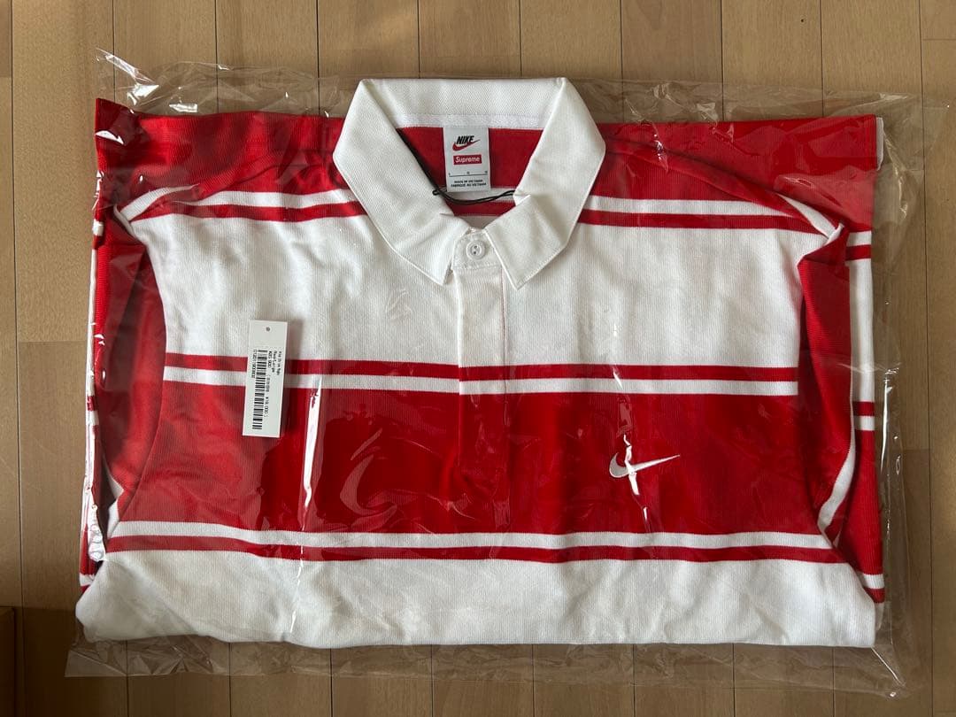 Supreme Nike Stripe Rugby Shirt 赤 RED L