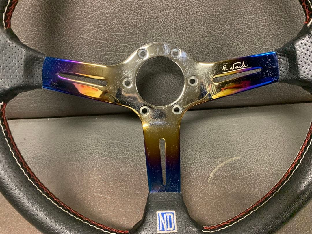 社外　ステアリング　35パイ　チタンカラー　ディープコーン　ホーンボタン付き！