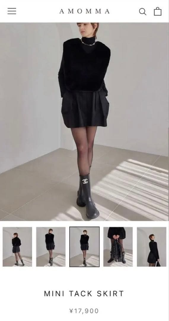 最終値下げ！AMOMMA MINI TACK SKIRT ブラック