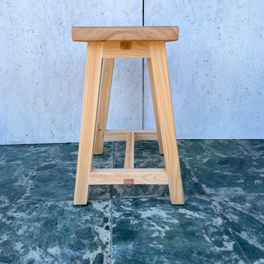 kaou　国産ひのき　丸椅子　木製スツール　ベンチ　2脚