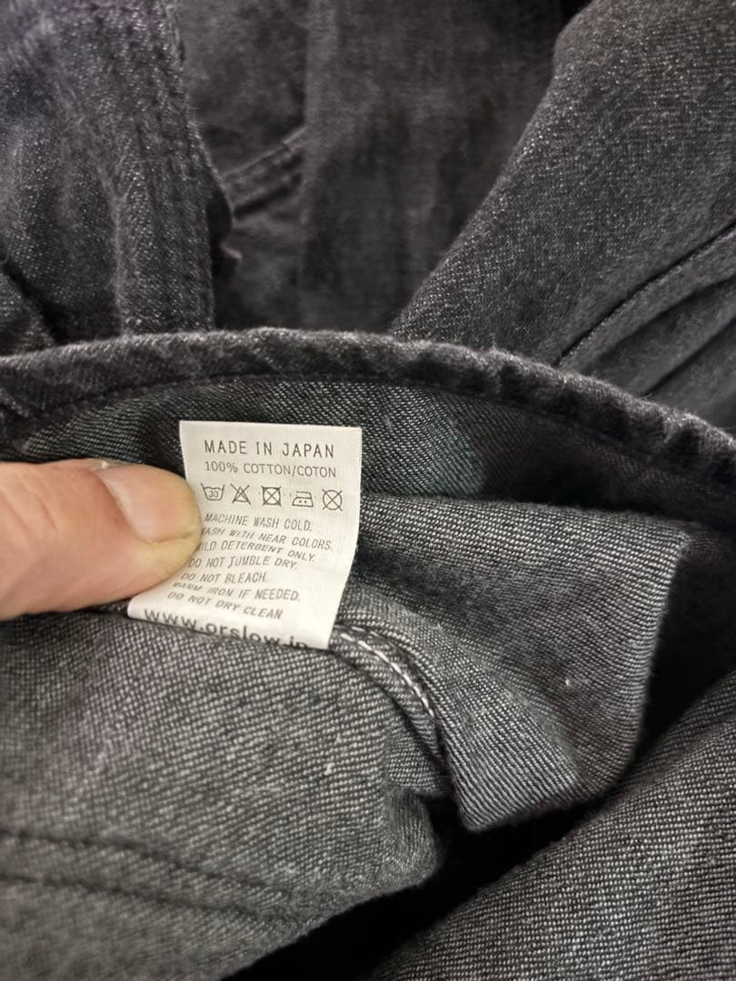 オアスロウ ノーカラー　デニムカバーオール サイズ1 ブラック