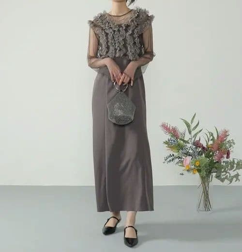 【kana】チュールボリュームフリルベストシアートップス ワンピース 3点セット