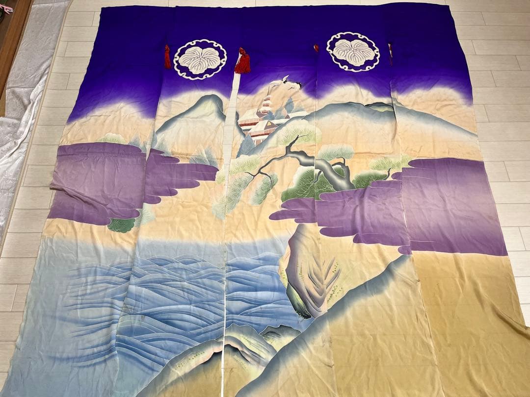 加賀のれん　お城柄　鶴　花嫁のれん