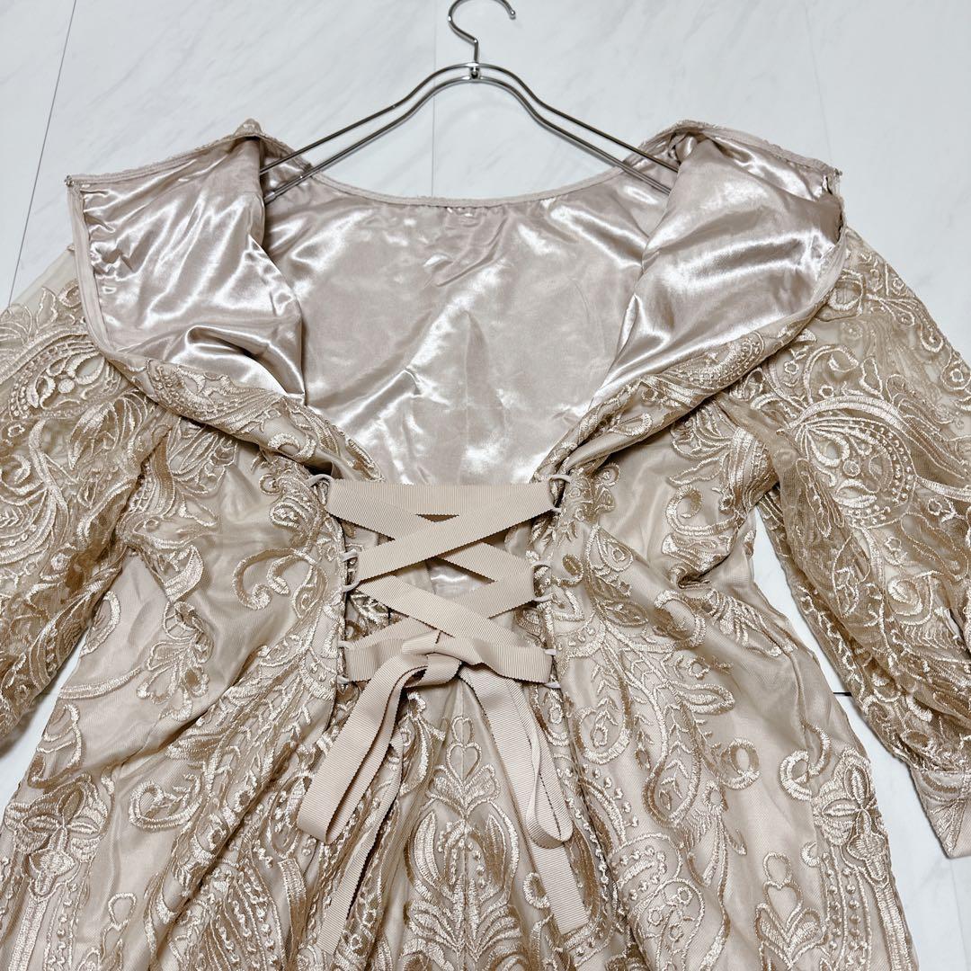 ハレモード エンブロイダリーコクーンドレス ベージュ 大きいサイズ 4L