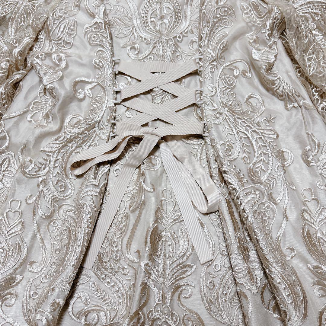 ハレモード エンブロイダリーコクーンドレス ベージュ 大きいサイズ 4L