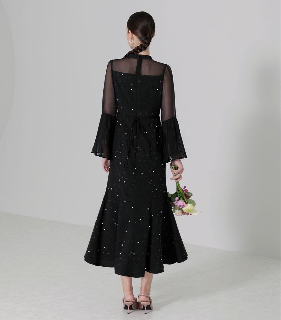 【soyu】LEJAパールビジュープリーツフレアスリーブマーメイドワンピー