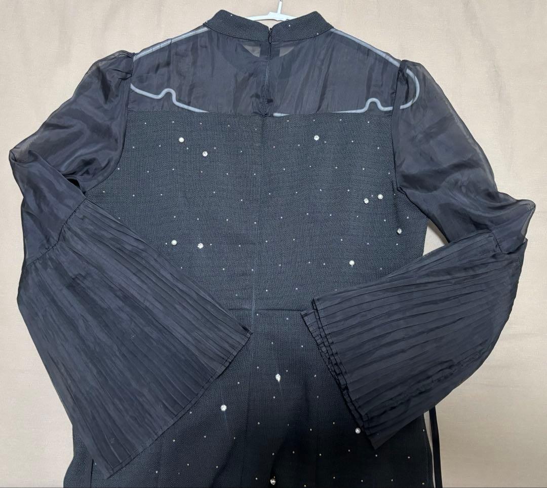 【soyu】LEJAパールビジュープリーツフレアスリーブマーメイドワンピー