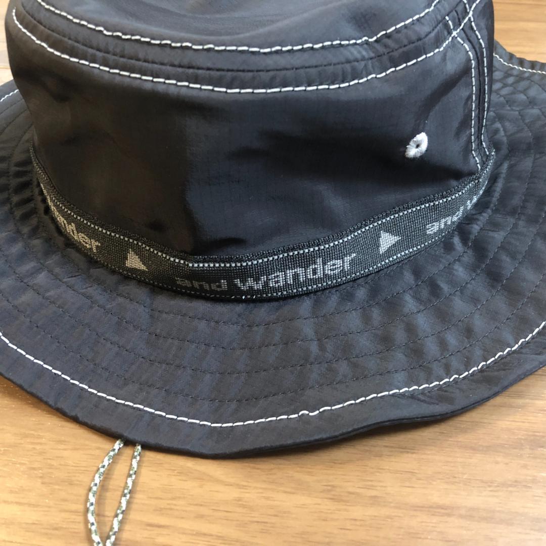 and wander アンドワンダー JQ tape hat 黒 BLACK