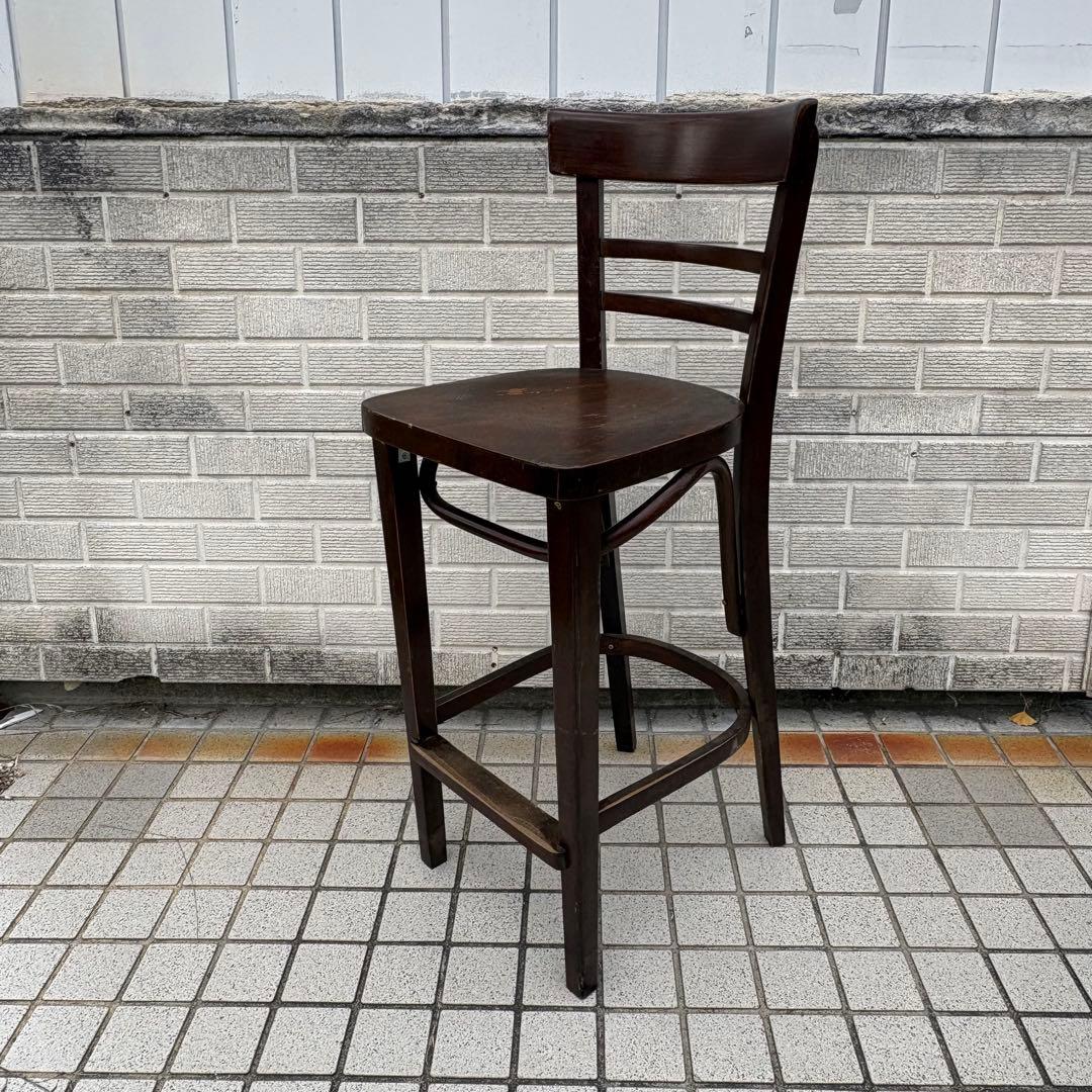 ③ 北欧レトロ 木製椅子 ベントウッドハイスツール バーチェア ビンテージ