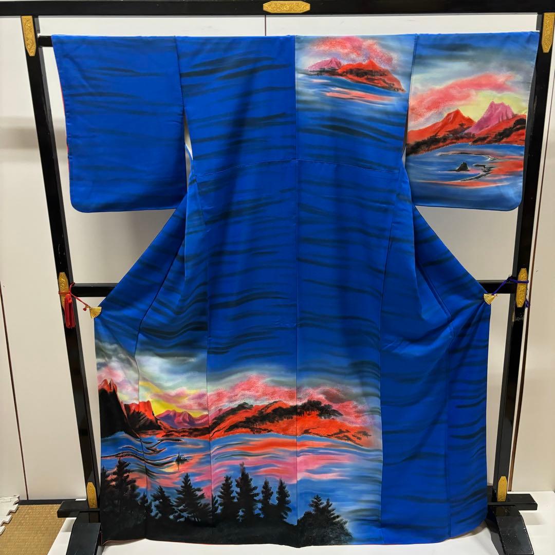 圧巻 訪問着 裄67 まるで絵画の様 素敵なデザイン 正絹 AK-3889