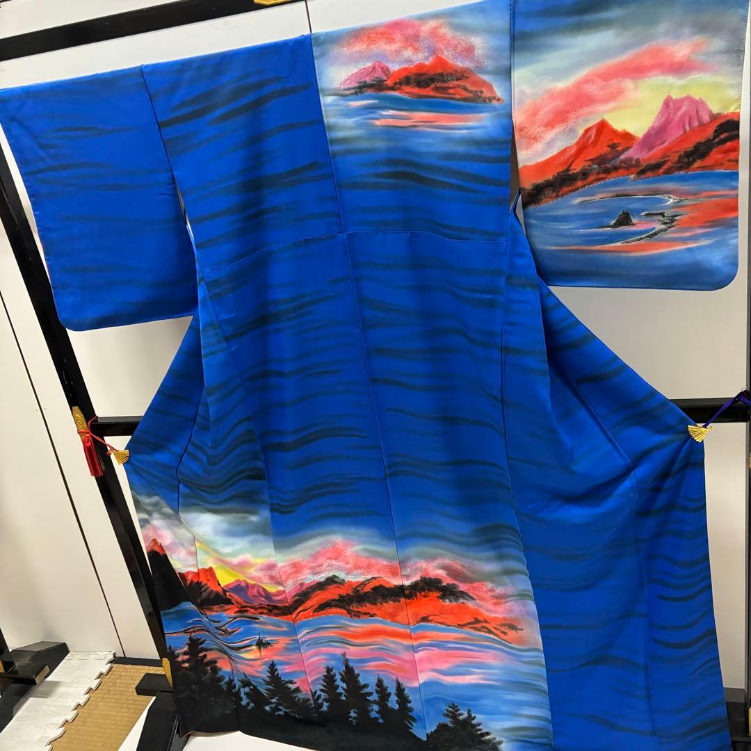 圧巻 訪問着 裄67 まるで絵画の様 素敵なデザイン 正絹 AK-3889