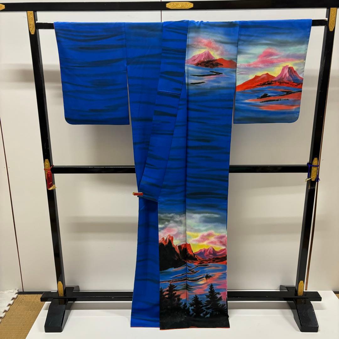 圧巻 訪問着 裄67 まるで絵画の様 素敵なデザイン 正絹 AK-3889