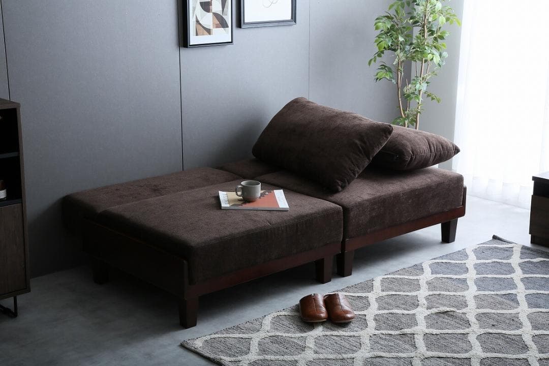 エステラ　ブラウン【Estela】リクライニングソファベッド【完成品】