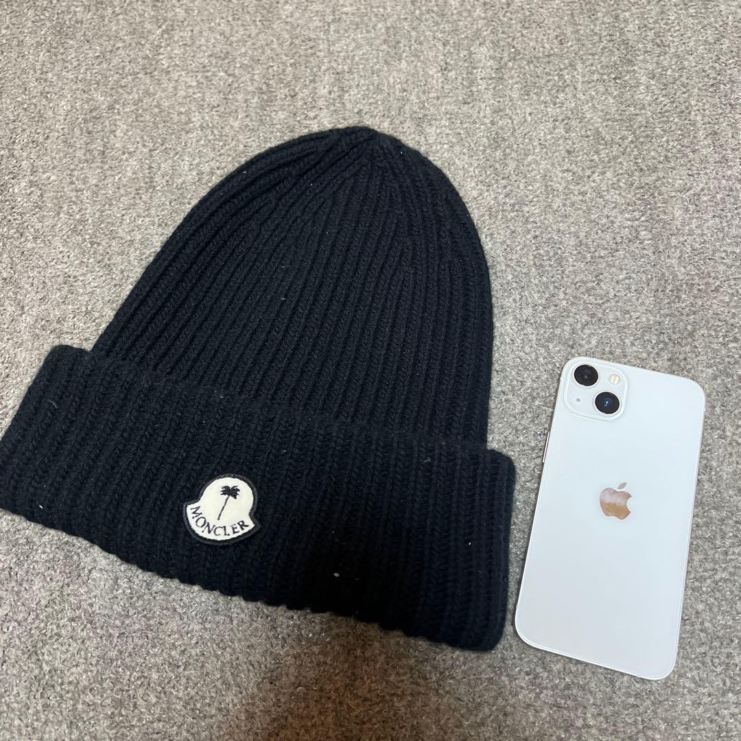 MONCLER Palm angels 黒 ニット帽 フリーサイズ