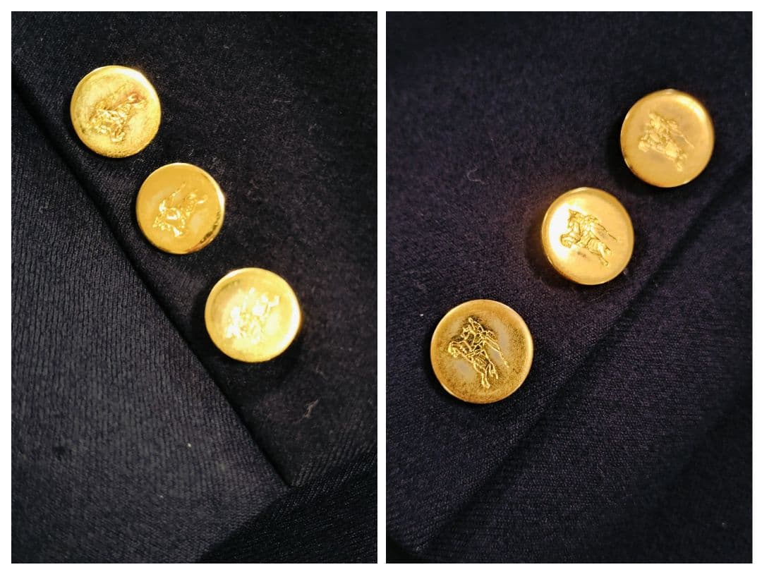 BURBERRYS 米国製 金ボタン ブレザー 紺 カシミヤ混