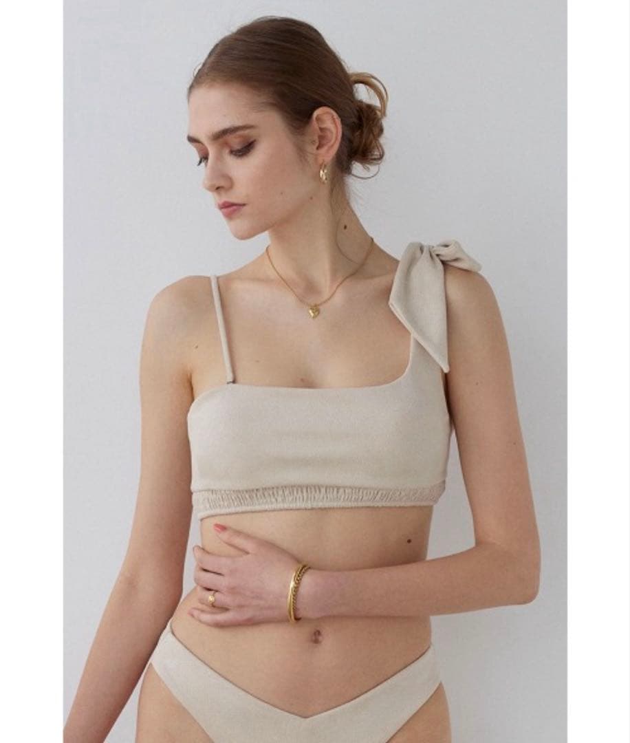 ALEXIA STAM ワンショルダーリボントップス ビキニ 水着 S