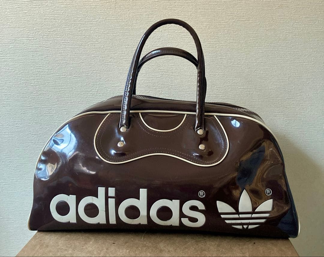 金*欠様 稀少 adidas エナメル 70's 80's 茶 ボストンバック