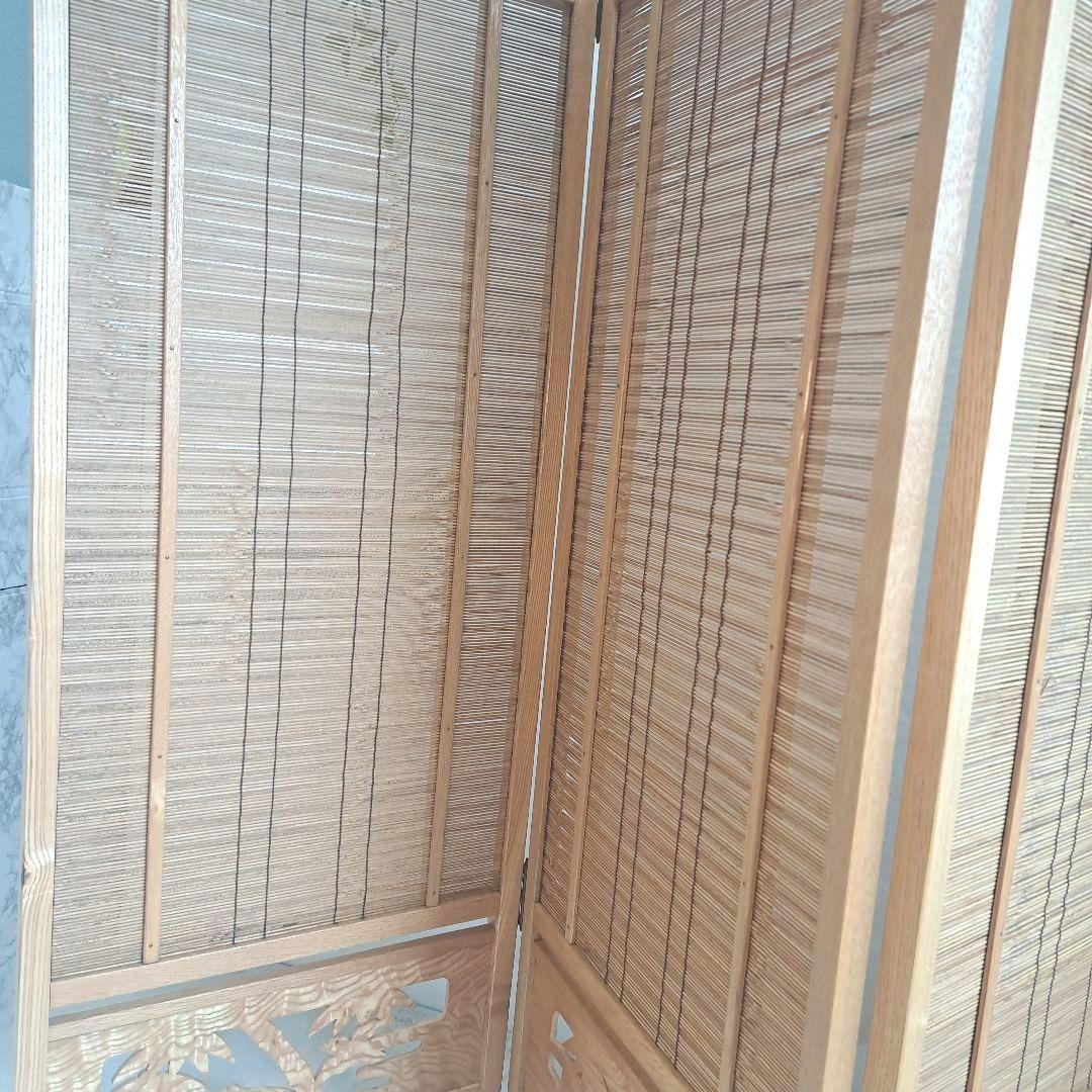 和風 パーテーション 衝立　和モダン 格子 レトロ 　4連