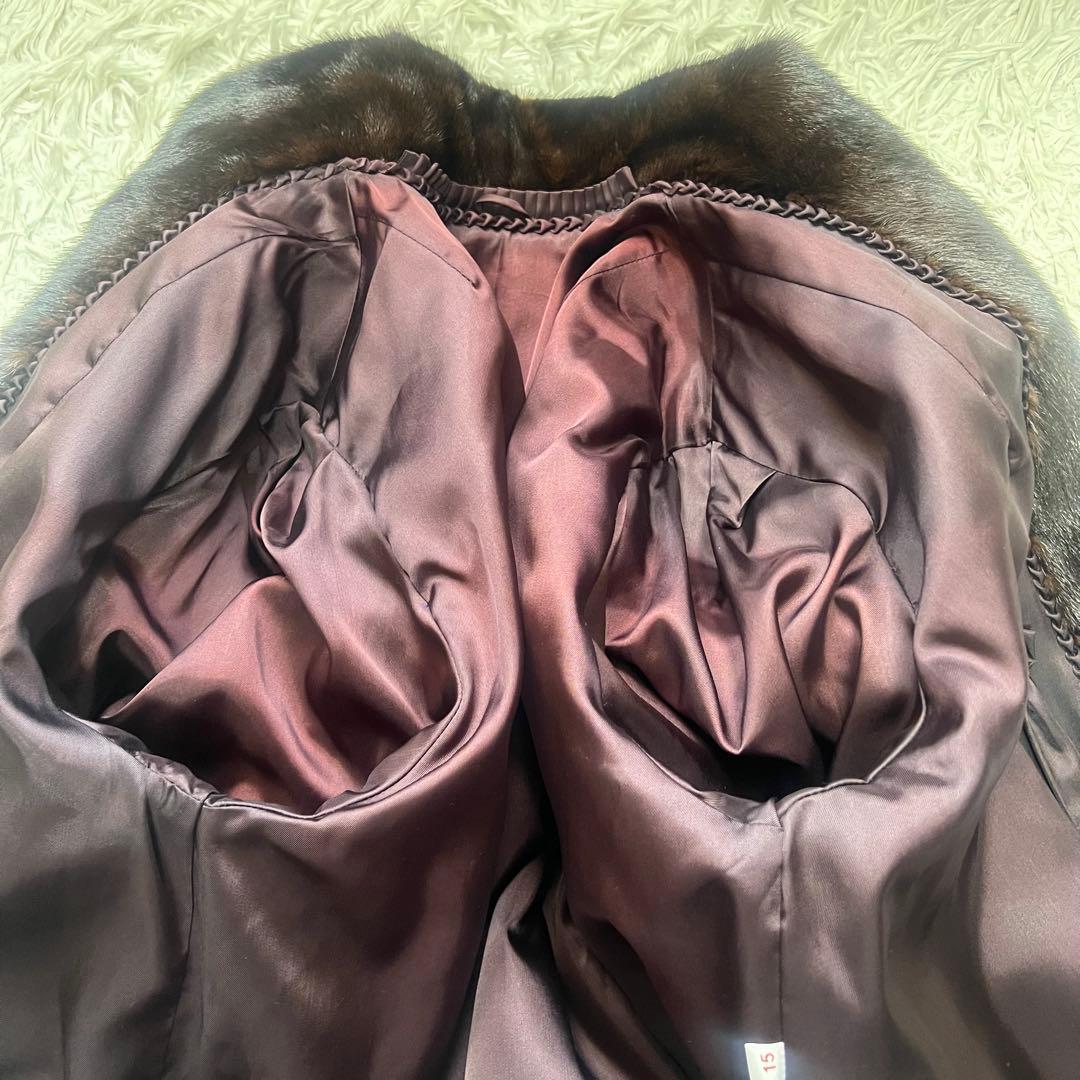 着丈80cm マホガニーミンク リアルファーコート 毛皮 毛並み◎ なめし柔らか