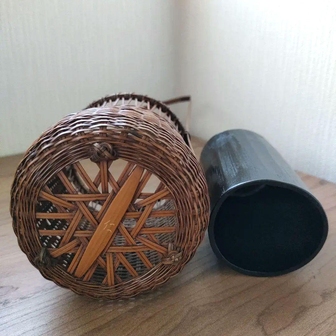 〈未使用〉花器　向月庵　竹籠　花籠　花入れ　竹細工　茶道具