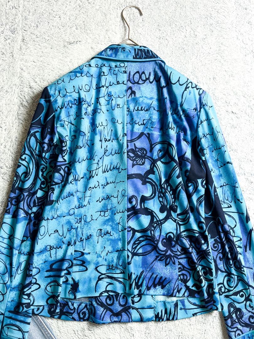 【LEONARD】カンカン素材 英文字柄テーラードジャケット トリム ロゴ釦 M